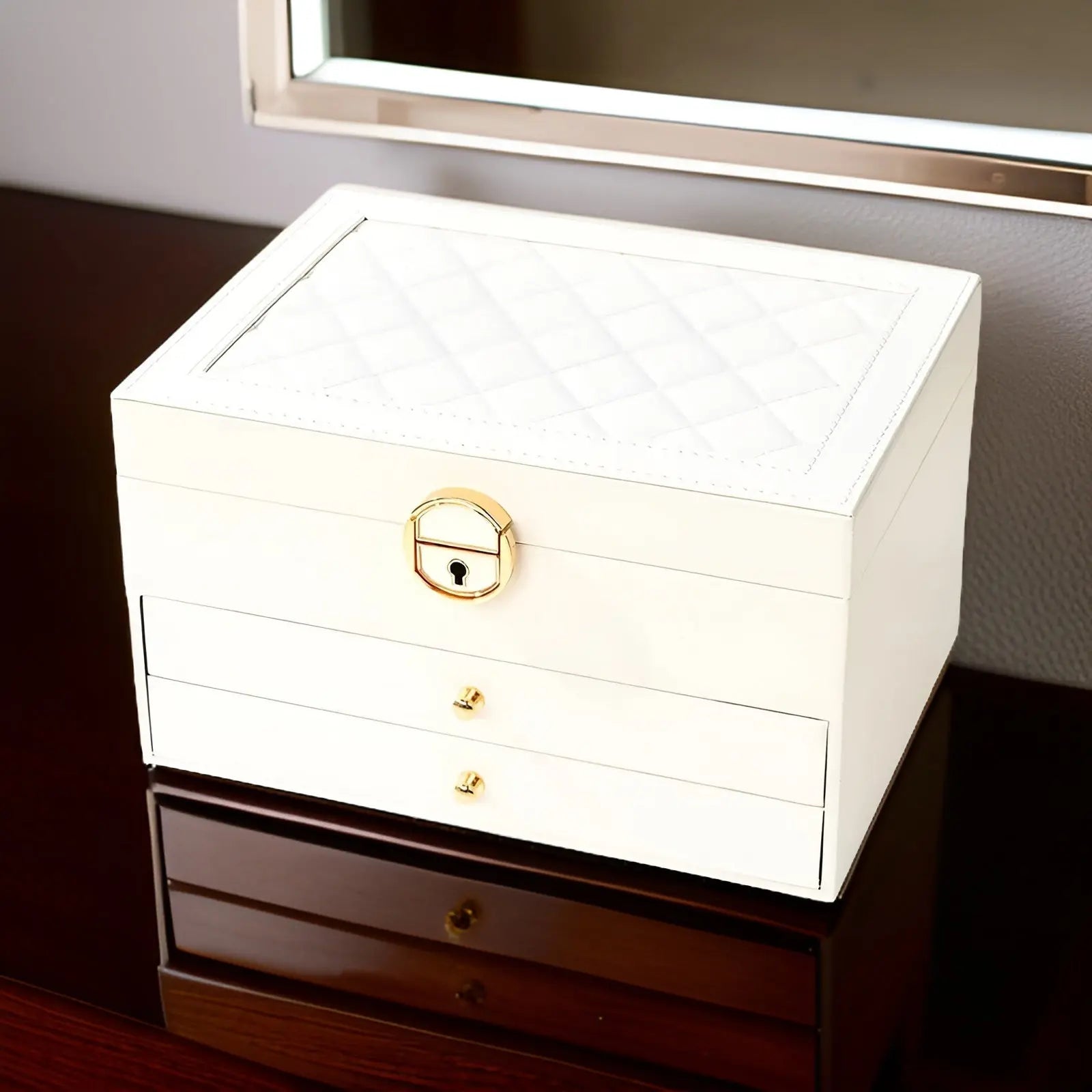 Luxe Sieradenbox met Meerdere Lagen – Elegante Opberger voor Ringen Kettingen Oorbellen – PU Leer – 23x17x13,5 cm | Sansoti