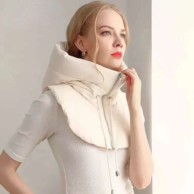 Écharpe à capuche, tour de cou tricoté à fermeture éclair pour femmes, hiver, en polyester et coton, confortable, doux et chaud | Sansoti