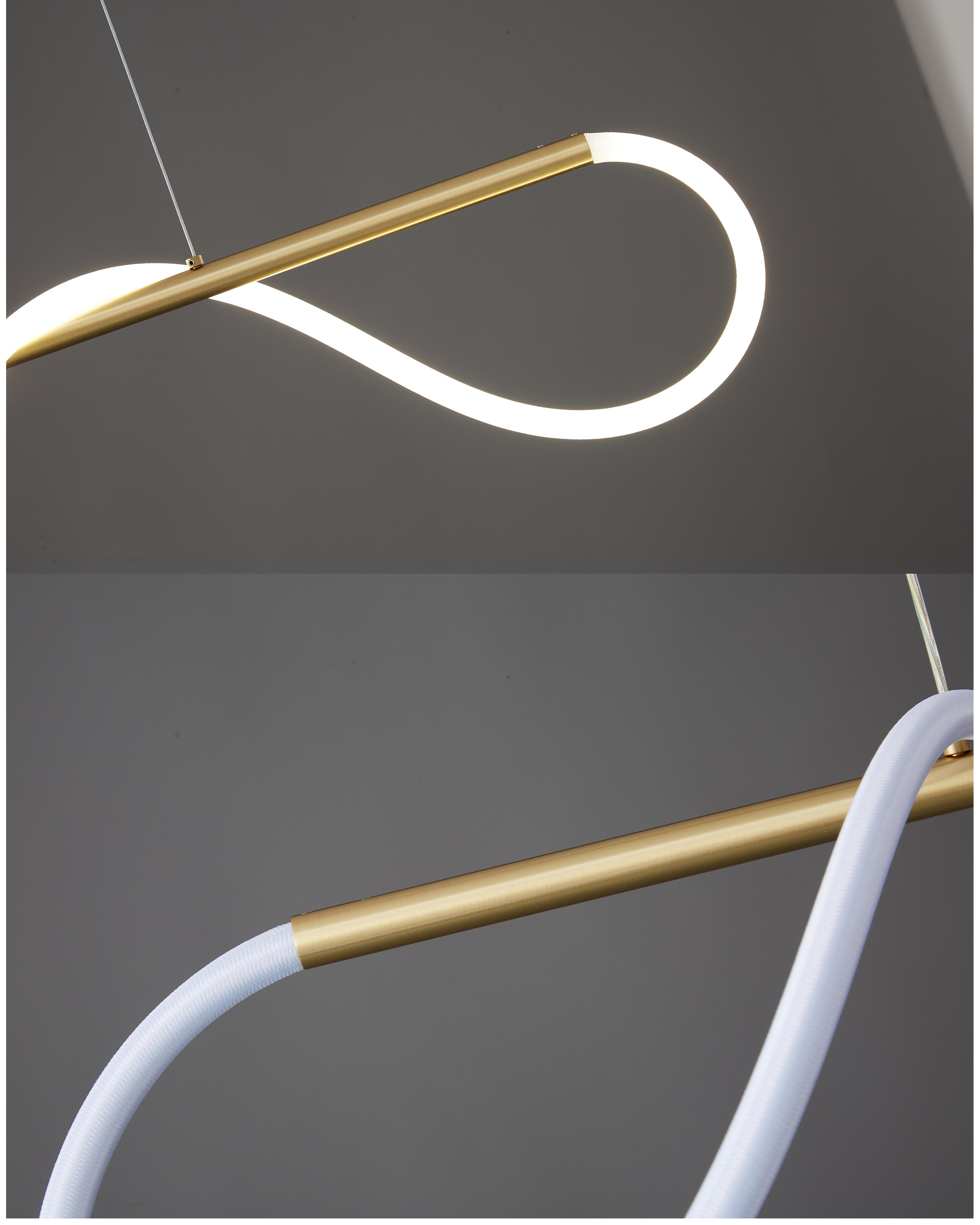 Hanglamp Touw Led Cirkel Messing Dimbaar 3 Maten Eetkamer Woonkamer Minimalistisch | Sansoti