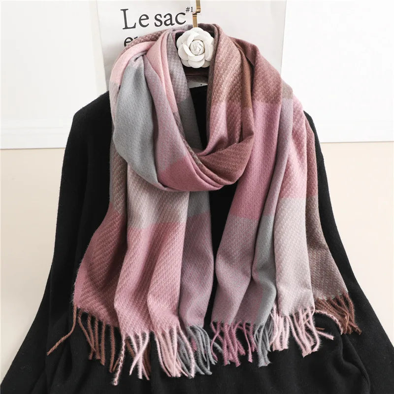 Kaschmir-Winterschal mit klassischem Karomuster, 200x65cm, luxuriöser Wollschal, warm und stilvoll für Damen und Herren | Sansoti