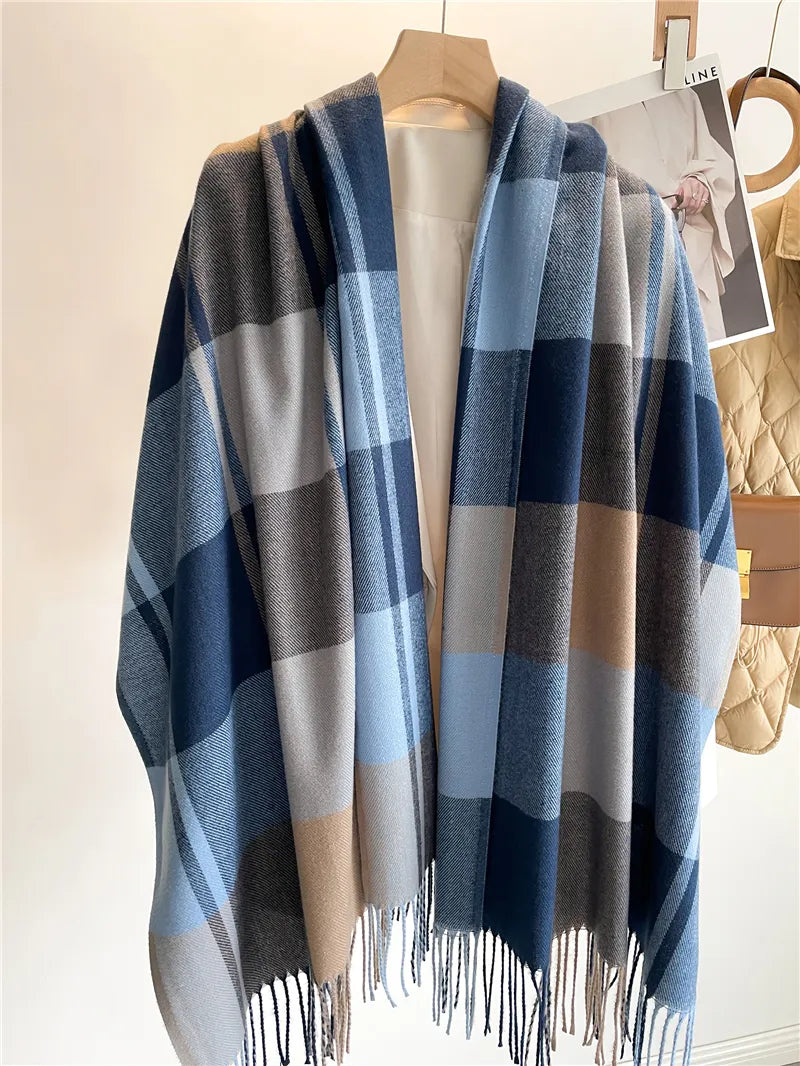 Kaschmir-Winterschal mit klassischem Karomuster, 200x65cm, luxuriöser Wollschal, warm und stilvoll für Damen und Herren | Sansoti