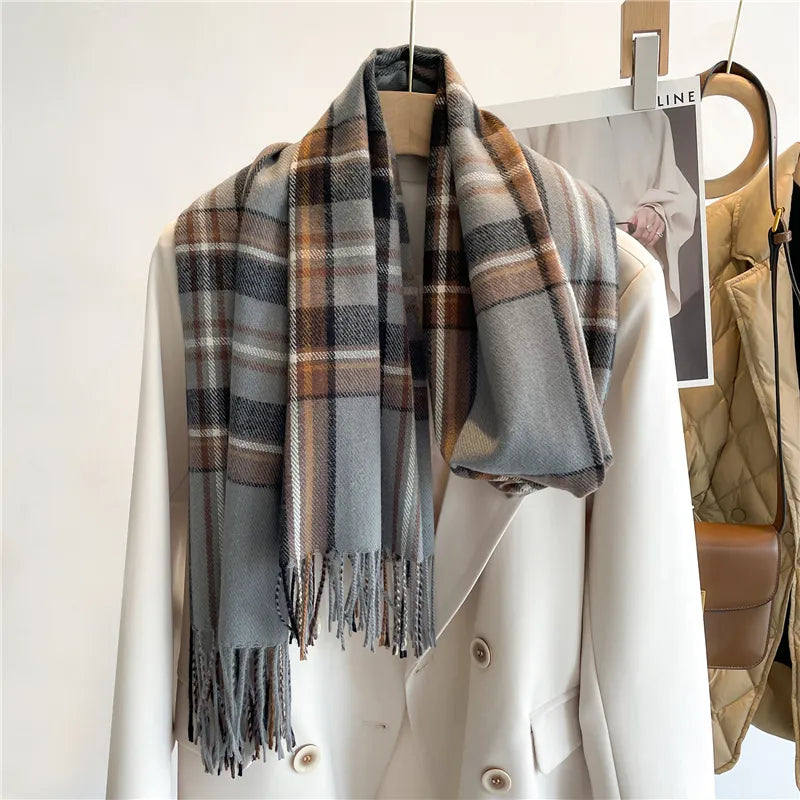 Kaschmir-Winterschal mit klassischem Karomuster, 200x65cm, luxuriöser Wollschal, warm und stilvoll für Damen und Herren | Sansoti