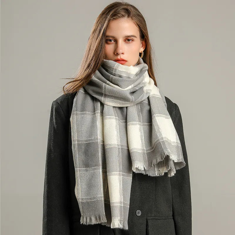 Kaschmir-Winterschal mit klassischem Karomuster, 200x65cm, luxuriöser Wollschal, warm und stilvoll für Damen und Herren | Sansoti