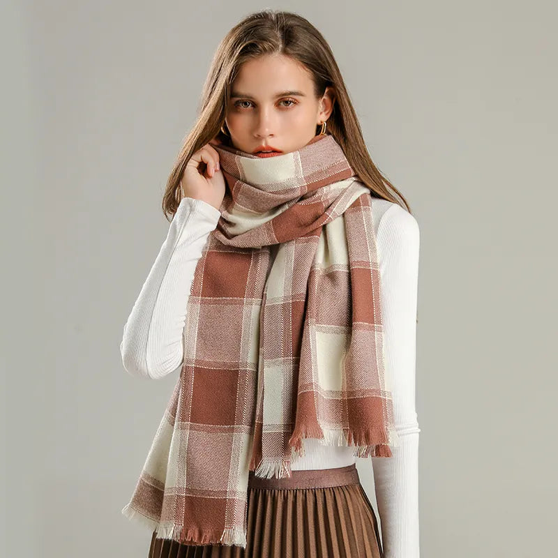 Kaschmir-Winterschal mit klassischem Karomuster, 200x65cm, luxuriöser Wollschal, warm und stilvoll für Damen und Herren | Sansoti