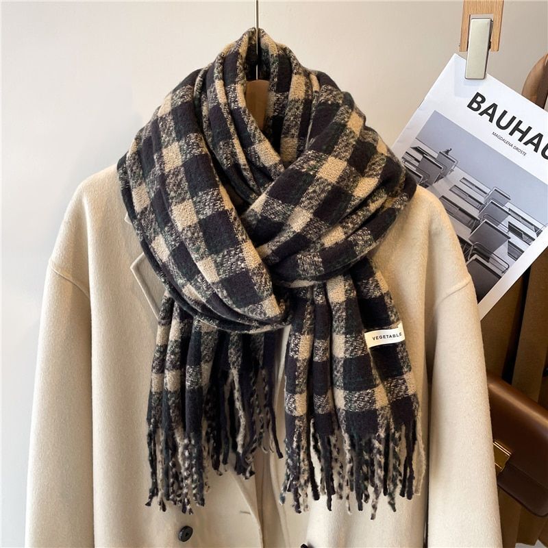 Kaschmir-Winterschal mit klassischem Karomuster, 200x65cm, luxuriöser Wollschal, warm und stilvoll für Damen und Herren | Sansoti