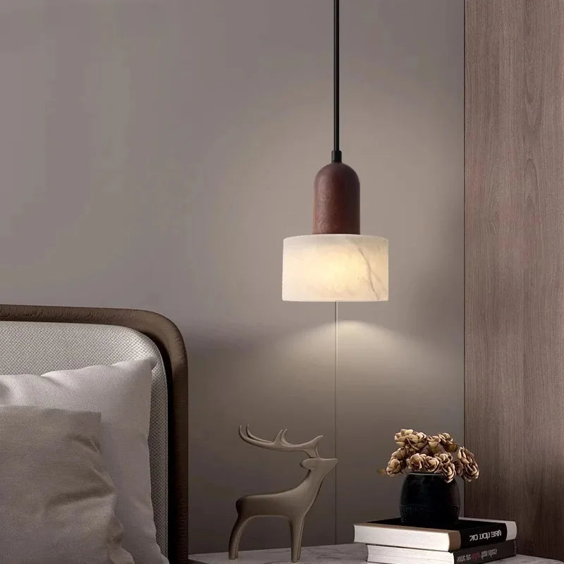Hängeleuchte Marmor Jade-Weiß Kabelpendel Naturstein LED 12 cm Esszimmer Wohnzimmer Designbeleuchtung Stimmungsbeleuchtung | Sansoti