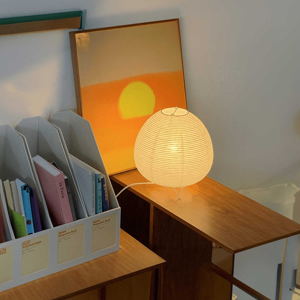 Japanese-Inspired Table Lamp Paper E14 Socket Minimalist Desk Lamp Ambient Light Living Room Zen Design | Sansoti