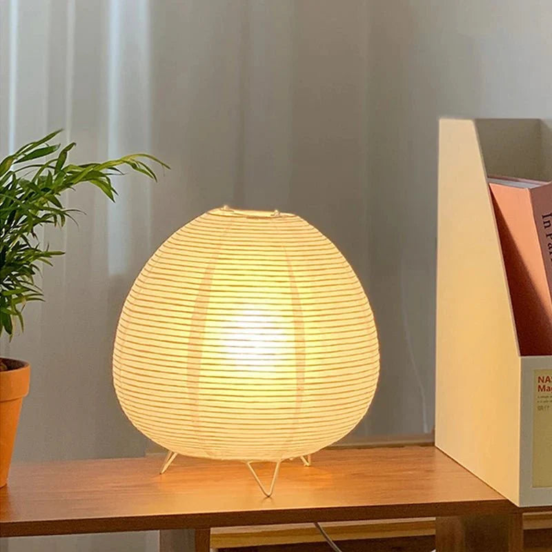 Japanese-Inspired Table Lamp Paper E14 Socket Minimalist Desk Lamp Ambient Light Living Room Zen Design | Sansoti