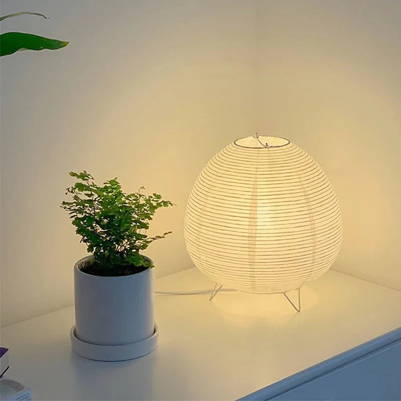Japanese-Inspired Table Lamp Paper E14 Socket Minimalist Desk Lamp Ambient Light Living Room Zen Design | Sansoti