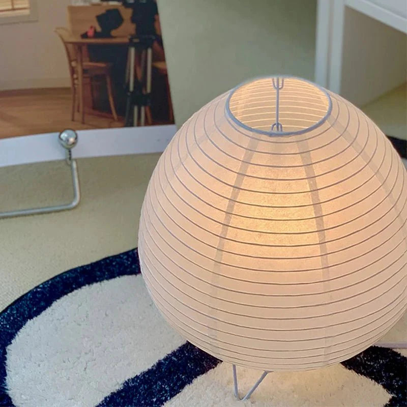 Japanese-Inspired Table Lamp Paper E14 Socket Minimalist Desk Lamp Ambient Light Living Room Zen Design | Sansoti