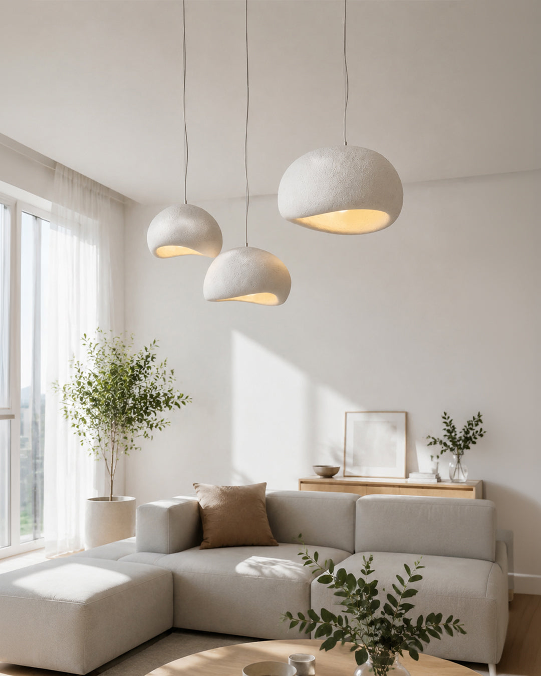 Wabi Sabi Polymeeren Hanglamp – Organische Textuur Scandinavische Lichtdesign voor Woonkamer Eetkamer | Sansoti