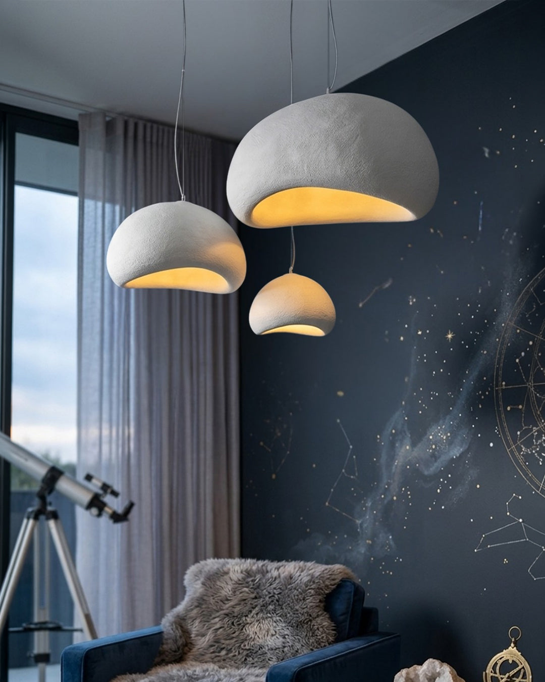 Wabi Sabi Polymeeren Hanglamp – Organische Textuur Scandinavische Lichtdesign voor Woonkamer Eetkamer | Sansoti