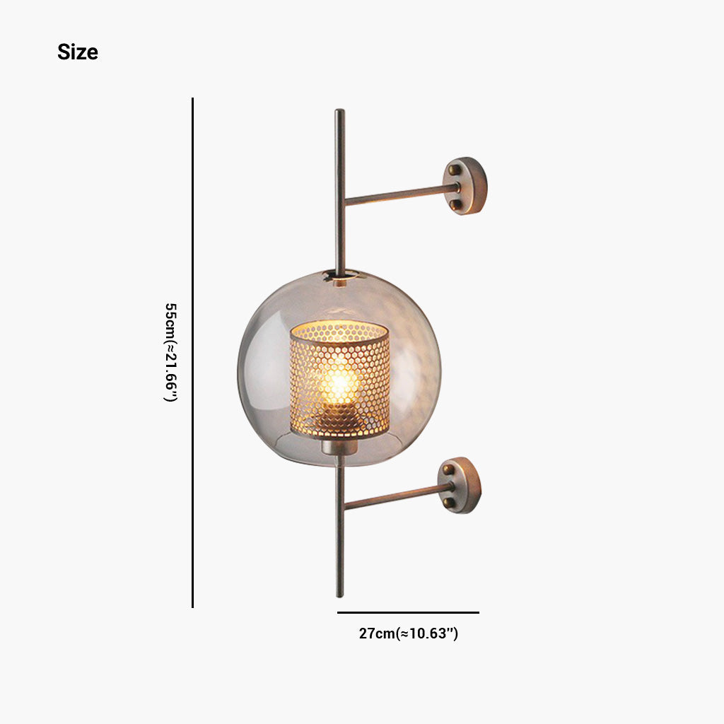 Wandleuchte Glaszylinder mit perforiertem Messingschirm Modernes Design Warmes Licht Stimmungsbeleuchtung Wohnzimmer | Sansoti
