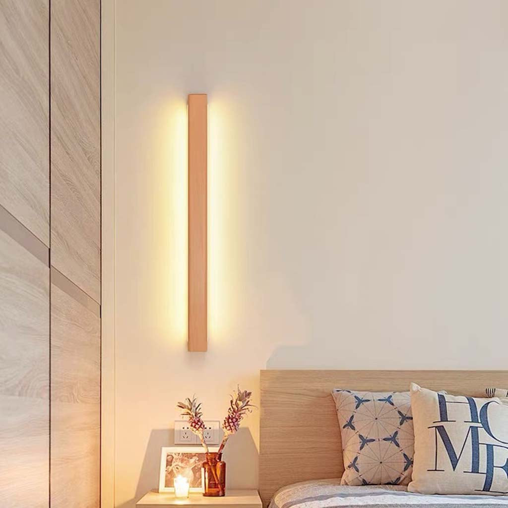 Holz-Wandleuchte LED-Lichtleiste Linear 60-180cm Einstellbares Licht Skandinavisches Design Schlafzimmer Wohnzimmer | Sansoti