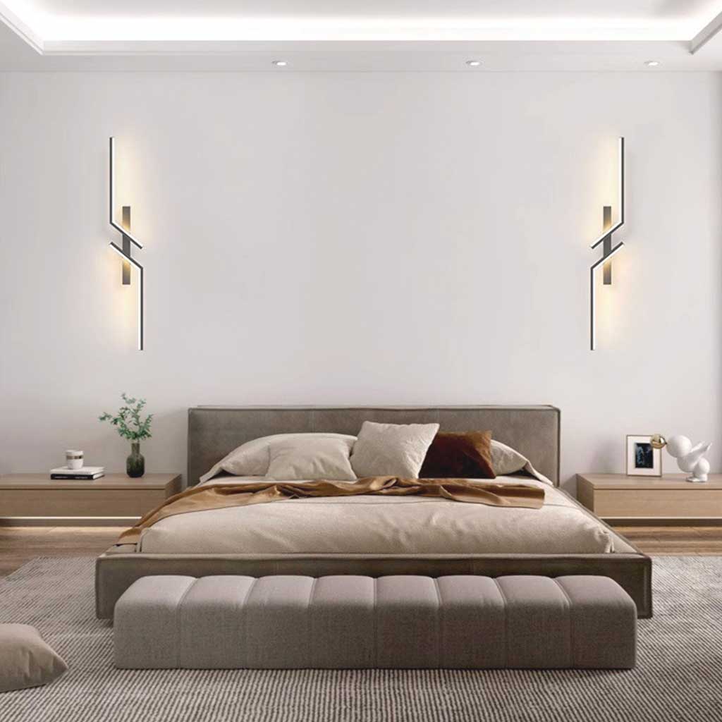 Dimmbarе lineare LED-Wandleuchte Gold Schwarz Modernes minimalistisches Design Einstellbares Licht Wohnzimmer Schlafzimmer | Sansoti