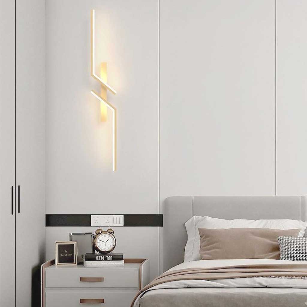 Dimmbarе lineare LED-Wandleuchte Gold Schwarz Modernes minimalistisches Design Einstellbares Licht Wohnzimmer Schlafzimmer | Sansoti