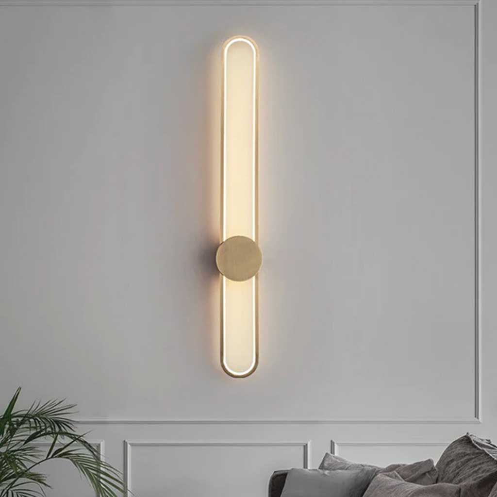 Ovale LED-Wandleuchte aus Aluminium, Schwarz-Gold, Schlafzimmer, Wohnzimmer, Flur, moderne minimalistische Beleuchtung | Sansoti