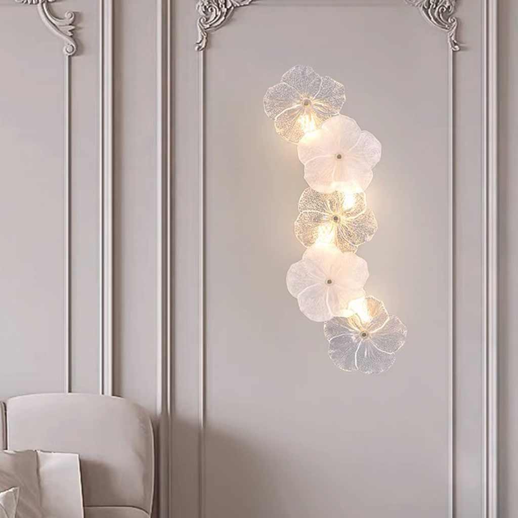 Decoratieve Glazen Wandlamp Bloemvorm met 3 Kleurstanden en LED Verlichting voor Slaapkamer en Woonkamer | Sansoti