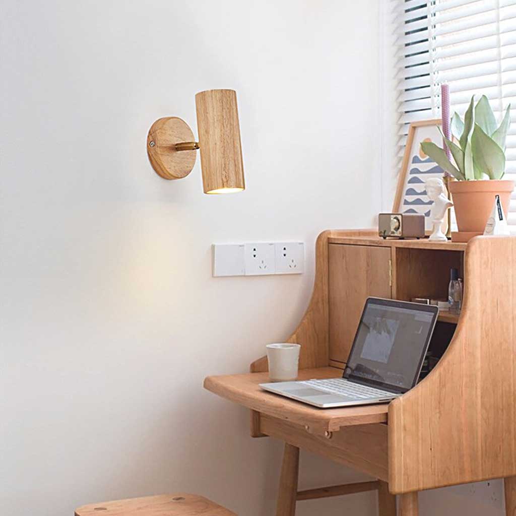 Spot LED sur rail réglable en bois, éclairage de plafond et mural, design naturel, éclairage d’accent chaleureux pour espaces de vie | Sansoti