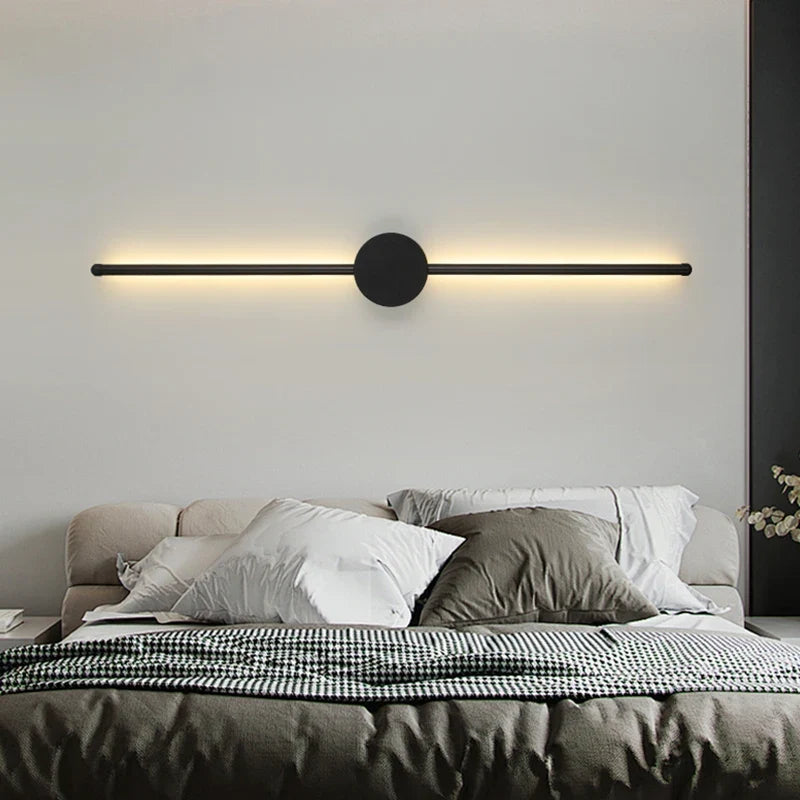 Smalle wandlamp LED aluminium zwart 60-100cm slaapkamer gang studeerkamer warmwit indirect sfeerlicht modern | Sansoti