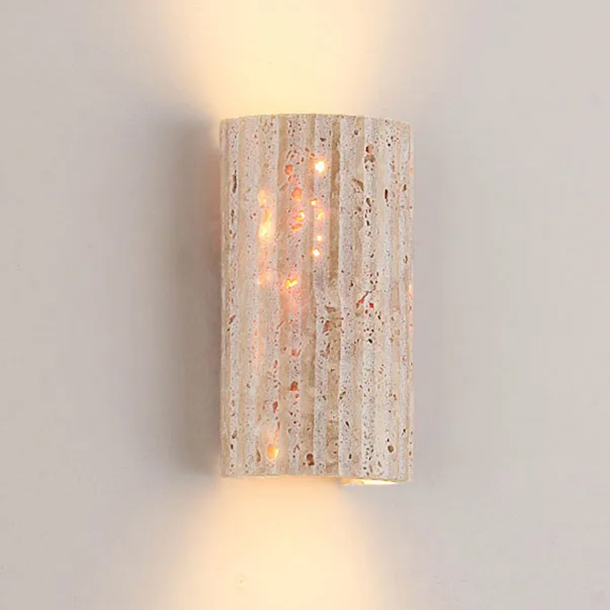 Travertijn Wandlamp Cilinder E27 Natuursteen Verlichting Voor Gang Slaapkamer Woonkamer 16.5cm Hoog Sfeervol | Sansoti