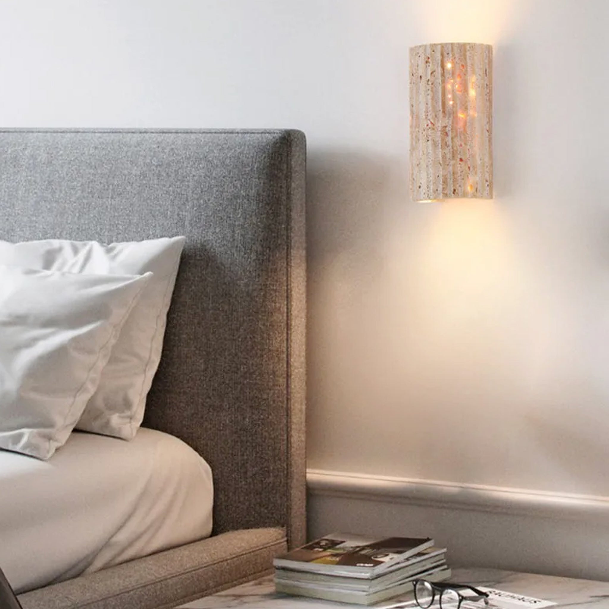 Travertijn Wandlamp Cilinder E27 Natuursteen Verlichting Voor Gang Slaapkamer Woonkamer 16.5cm Hoog Sfeervol | Sansoti