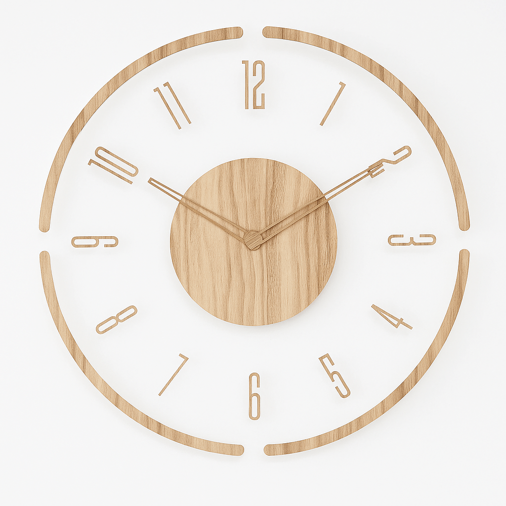 Stille Wandklok Hout Scandinavisch Design 35cm Geluidsarm Kwarts Natuurlijke Woonkamer Slaapkamer Kantoor | Sansoti