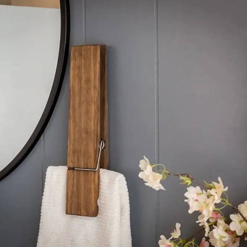 Wandhaak Knijper Hout Handdoekhouder Deur Natuurlijk Design Badkamer Kinderkamer | Sansoti