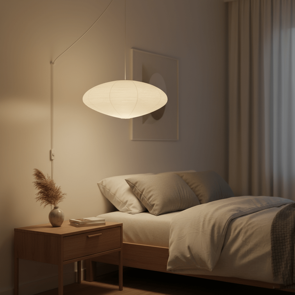 Handgemaakte Washi Papieren Hanglamp – Japans Design met E26/E27 Fitting – Zachte Verlichting voor Woonkamer, Slaapkamer & Eetkamer – Met Montagehaakjes | Sansoti