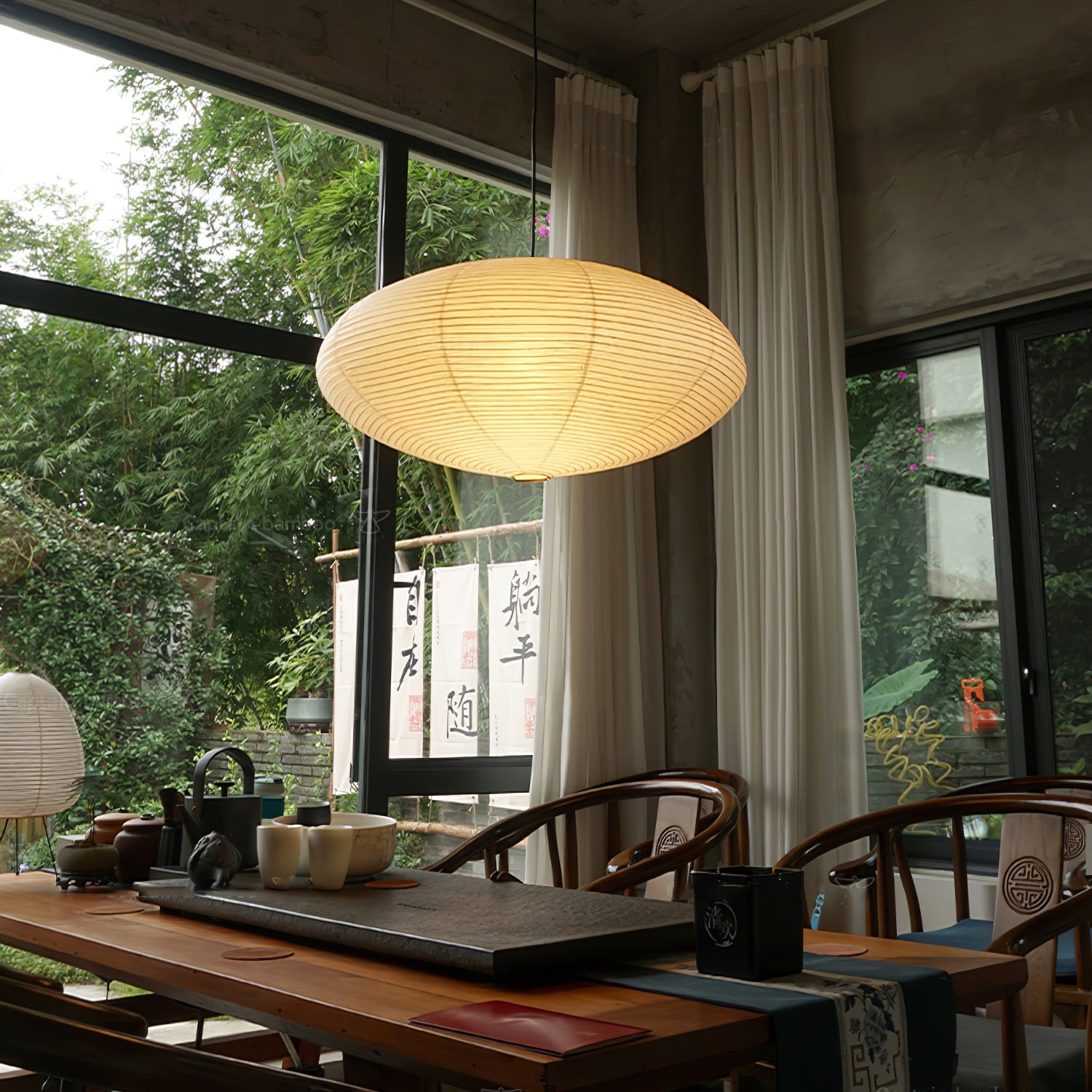 Handgemaakte Washi Papieren Hanglamp – Japans Design met E26/E27 Fitting – Zachte Verlichting voor Woonkamer, Slaapkamer & Eetkamer – Met Montagehaakjes | Sansoti
