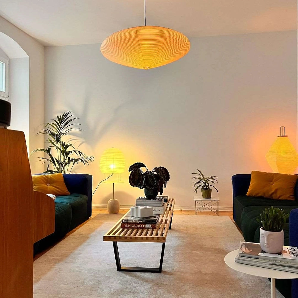 Handgemaakte Washi Papieren Hanglamp – Japans Design met E26/E27 Fitting – Zachte Verlichting voor Woonkamer, Slaapkamer & Eetkamer – Met Montagehaakjes | Sansoti