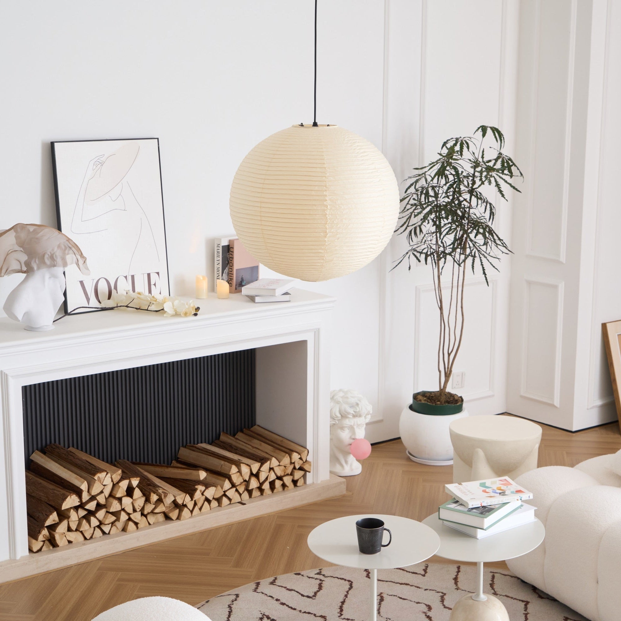 Japanse Mulberry Paper Hanglamp — Handgemaakte Washi Lampenkap Bol Sfeerverlichting | Sansoti