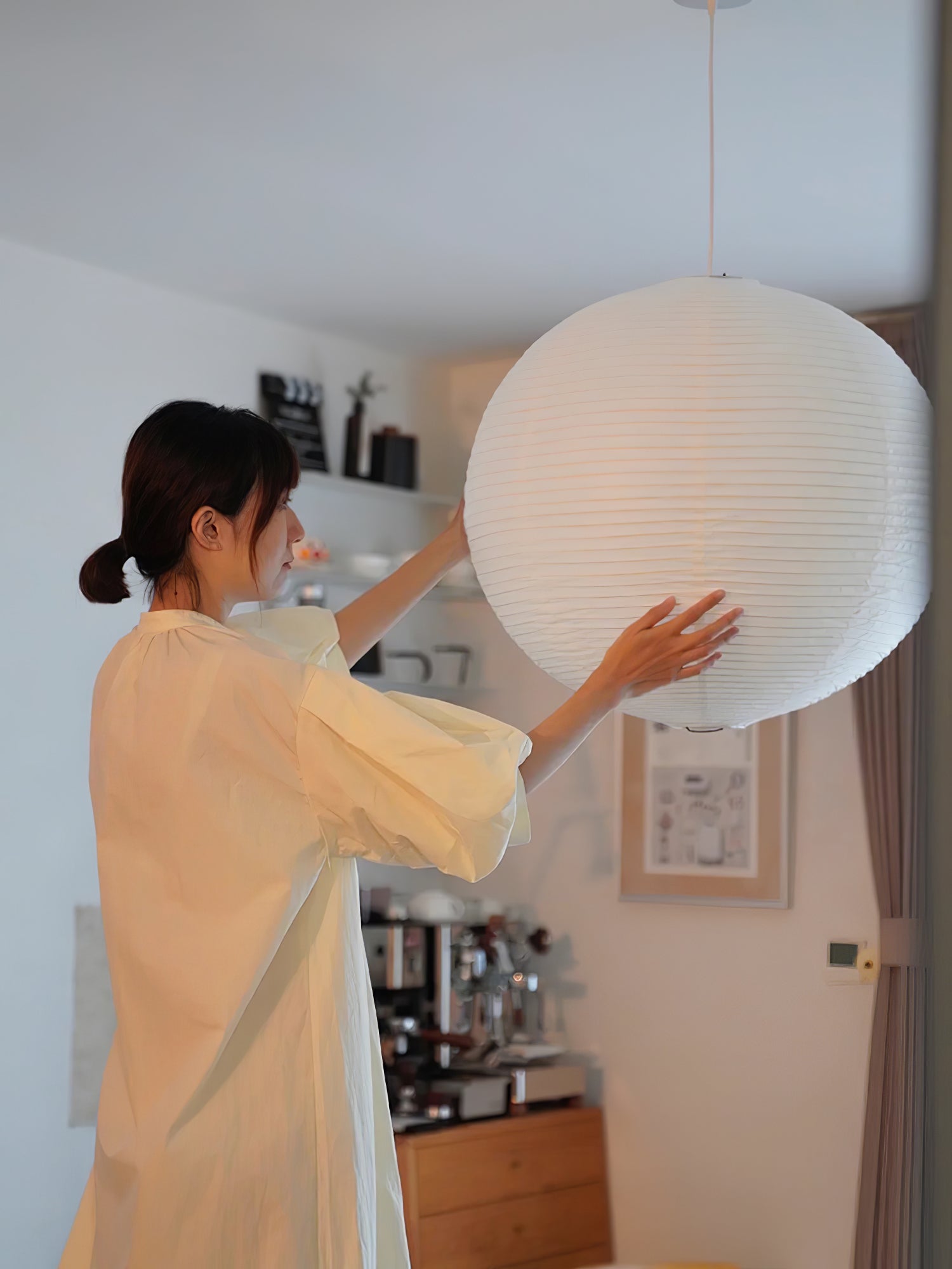 Japanse Mulberry Paper Hanglamp — Handgemaakte Washi Lampenkap Bol Sfeerverlichting | Sansoti