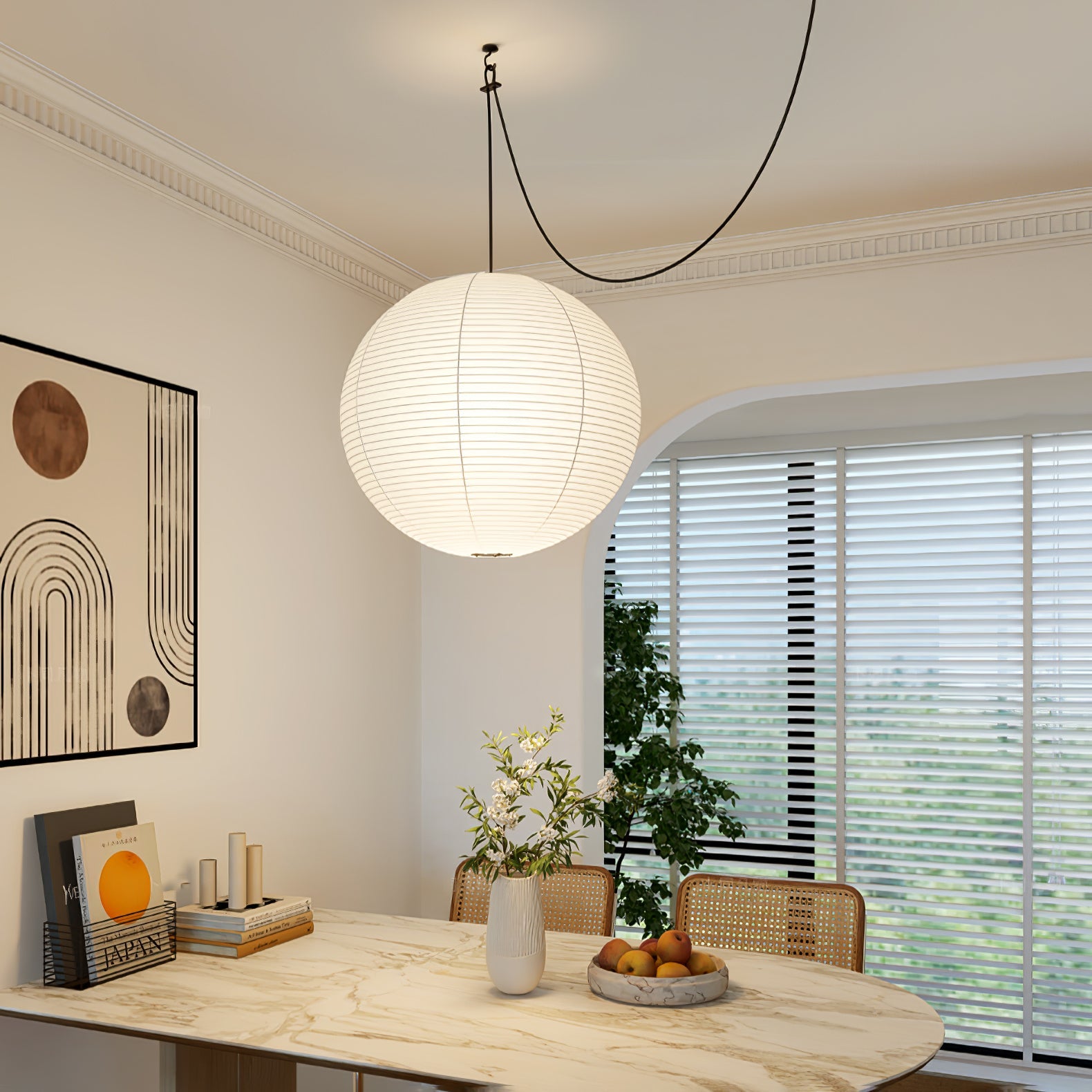 Japanse Mulberry Paper Hanglamp — Handgemaakte Washi Lampenkap Bol Sfeerverlichting | Sansoti