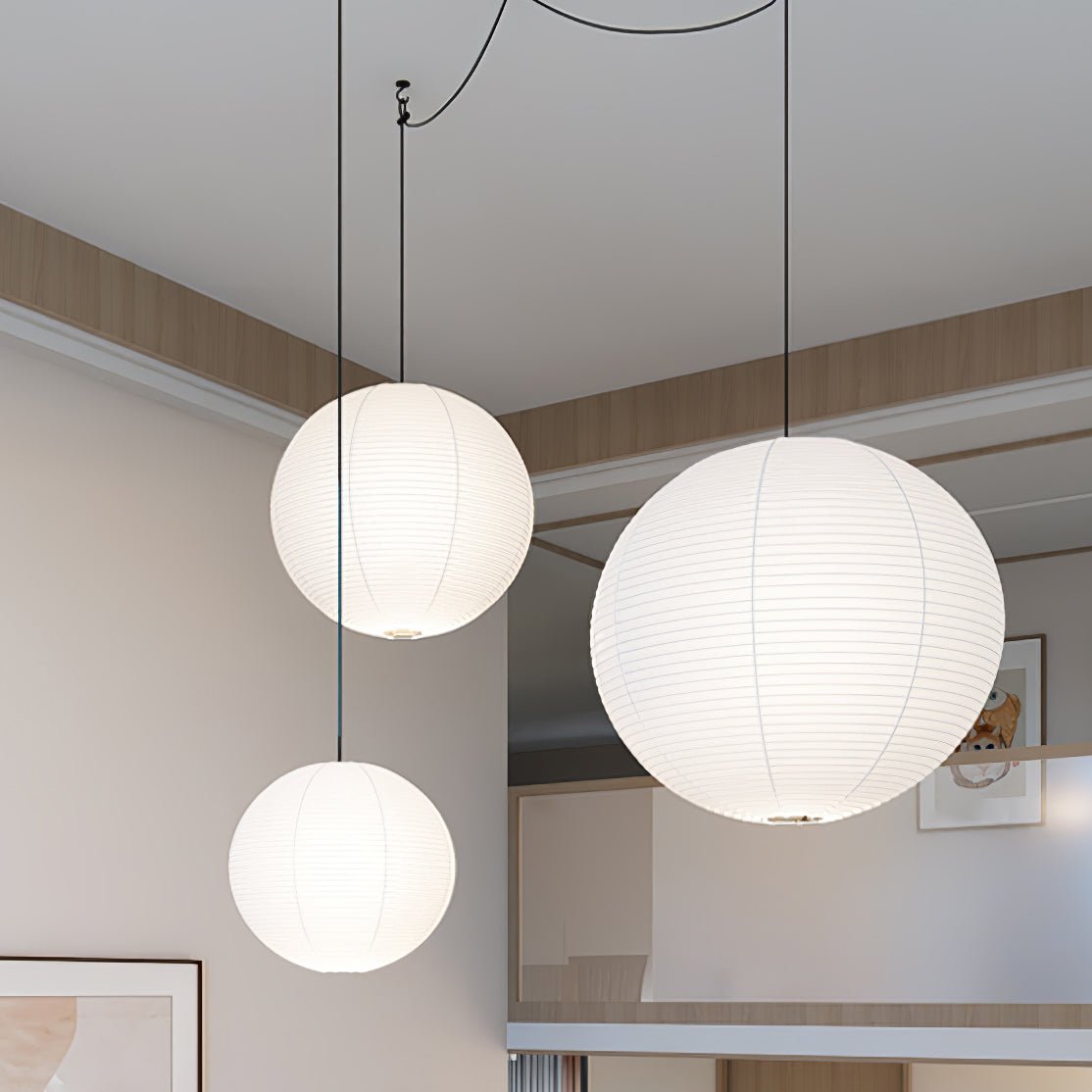 Japans Papieren Bolhanglamp – Handgemaakt Kozo Papier Hanglamp met Stekker – Zwevende Sfeerverlichting voor Woonkamer, Slaapkamer en Eetkamer – 10 Maten Verkrijgbaar | Sansoti