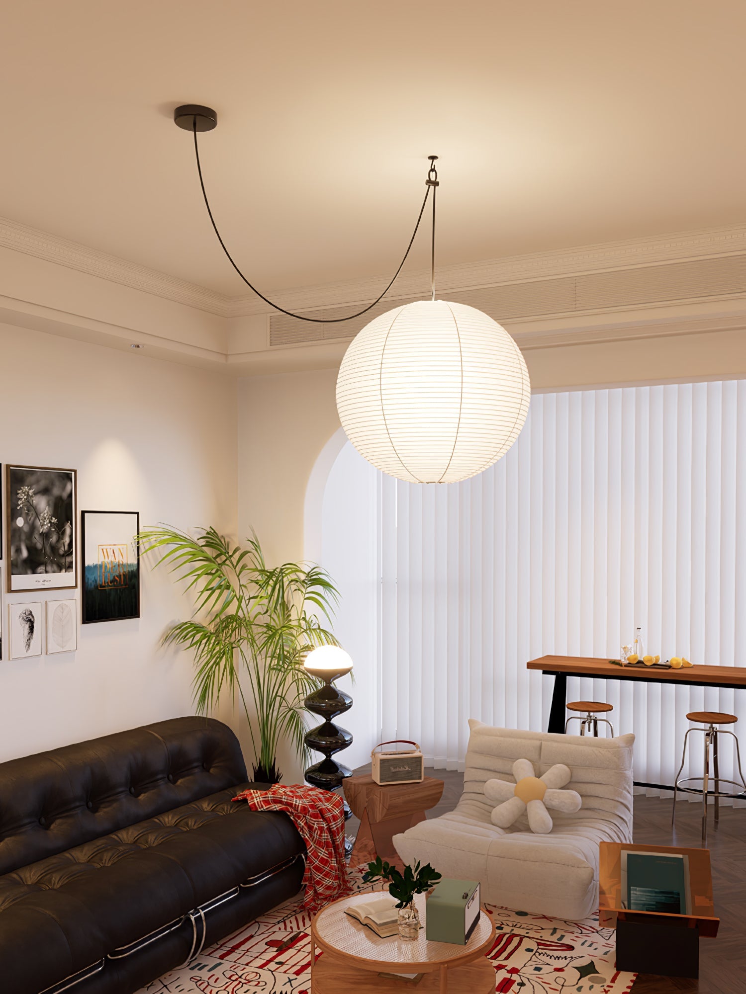 Japanse Mulberry Paper Hanglamp — Handgemaakte Washi Lampenkap Bol Sfeerverlichting | Sansoti