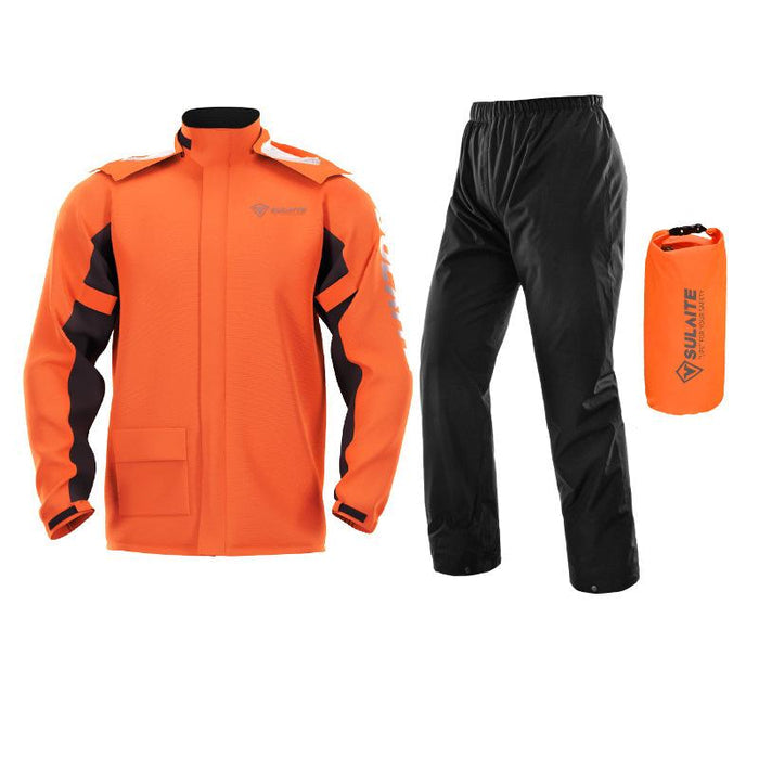 Tweedelig Regenpak Waterdicht Ademend Groen Zwart Oranje voor Outdoor Wandelen Fietsen Camping | Sansoti