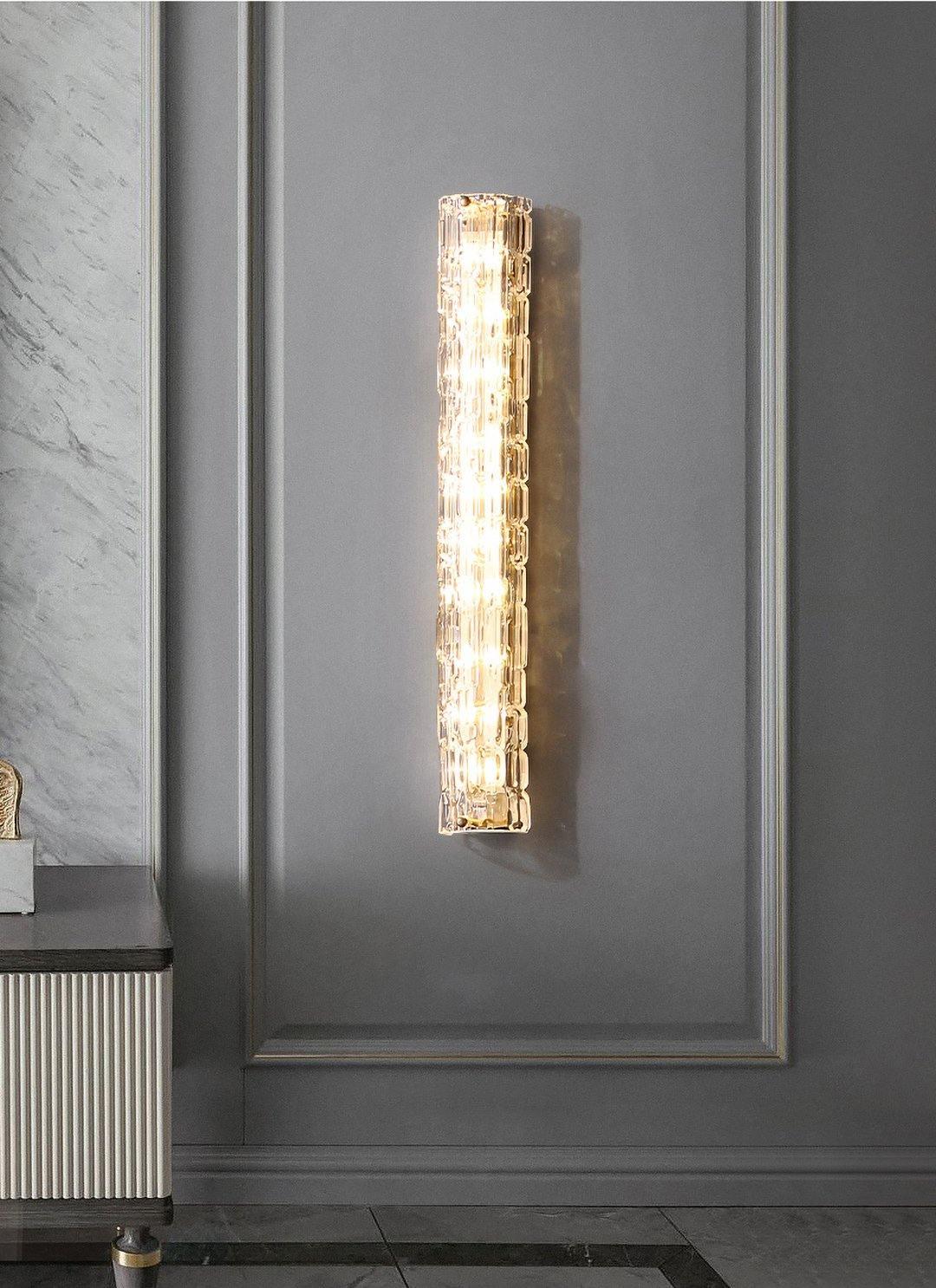 Glas-Wandleuchte aus messingfarbenem Metall, integrierte LED 3000K-6000K, dimmbare integrierte Beleuchtung, Wohnzimmer | Sansoti