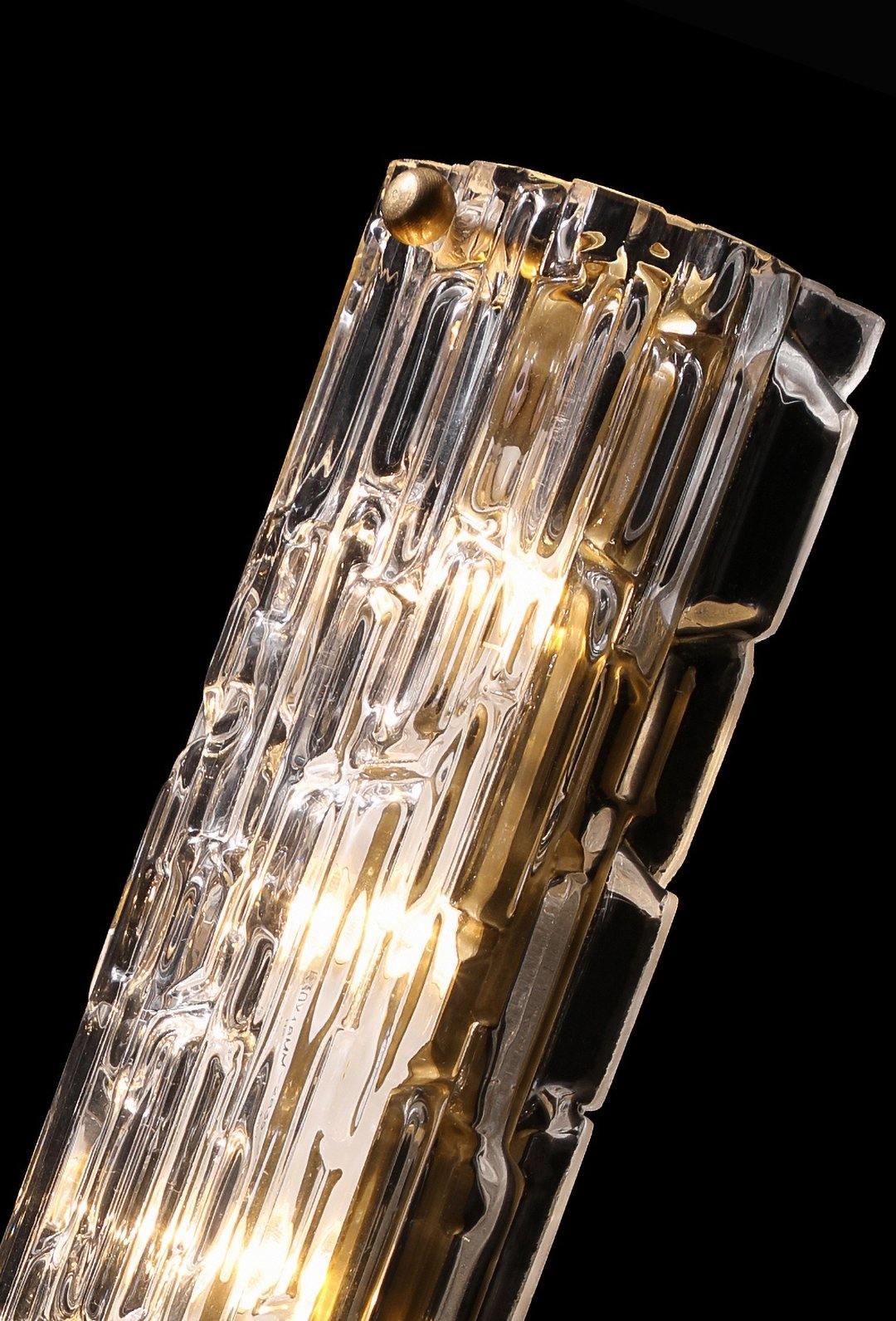Glas-Wandleuchte aus messingfarbenem Metall, integrierte LED 3000K-6000K, dimmbare integrierte Beleuchtung, Wohnzimmer | Sansoti