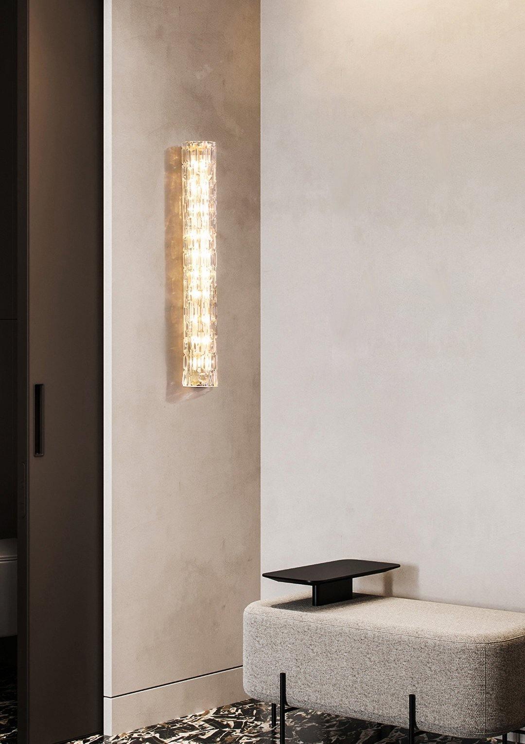 Glas-Wandleuchte aus messingfarbenem Metall, integrierte LED 3000K-6000K, dimmbare integrierte Beleuchtung, Wohnzimmer | Sansoti