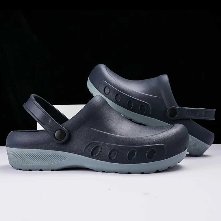 Non-Slip Kitchen Work Shoes, Black Red Blue, Comfortable Waterproof Professional Footwear for Catering and Home Cooks | Sansoti