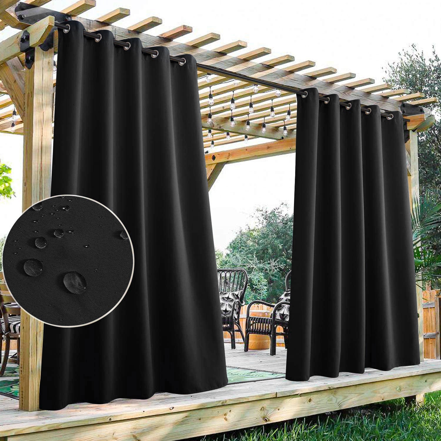 Waterproof Outdoor Curtain with Eyelets 1 Panel – UV Protection Terrace Screen Windproof & Rainproof | Sansoti
