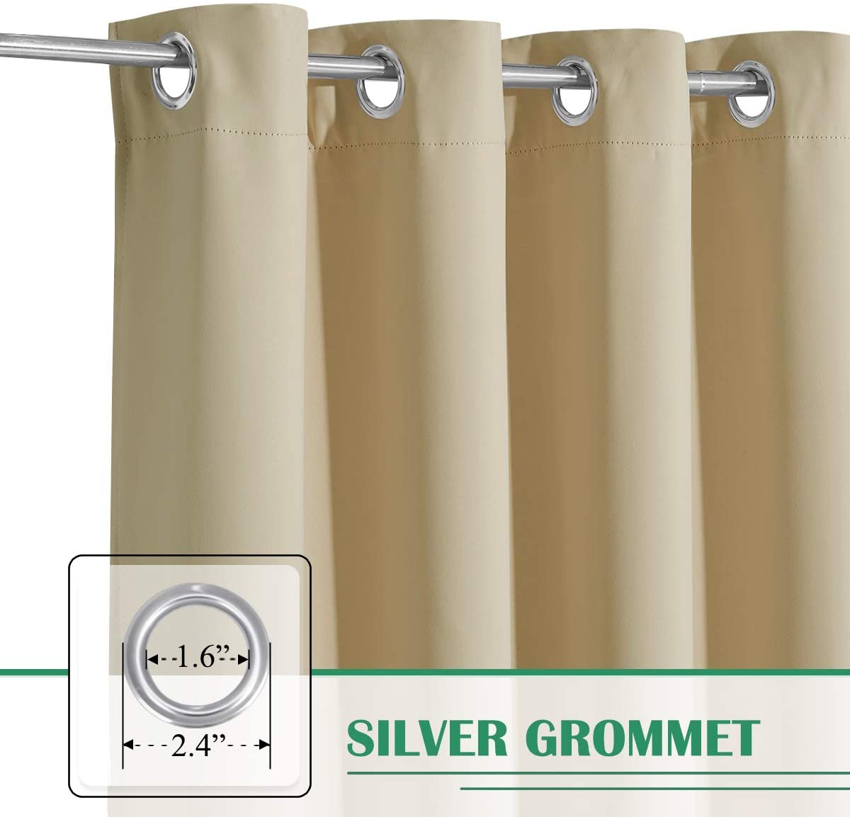 Waterproof Outdoor Curtain with Eyelets 1 Panel – UV Protection Terrace Screen Windproof & Rainproof | Sansoti