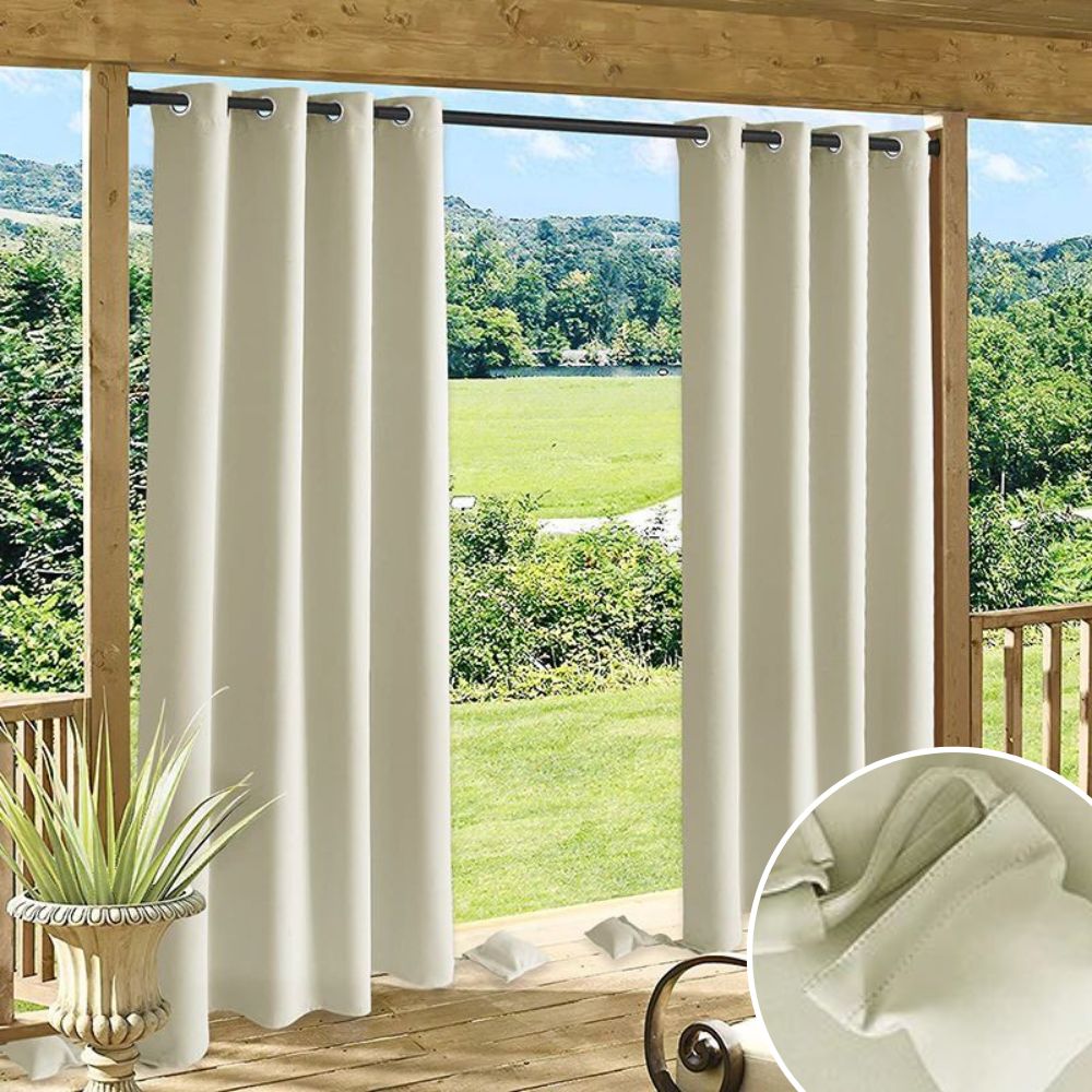 Waterproof Outdoor Curtain with Weight Bags – Blackout Privacy & UV Protection for Patio & Veranda | Sansoti