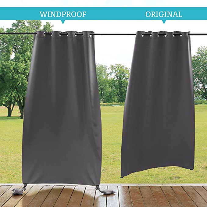 Waterproof Outdoor Curtain with Weight Bags – Blackout Privacy & UV Protection for Patio & Veranda | Sansoti