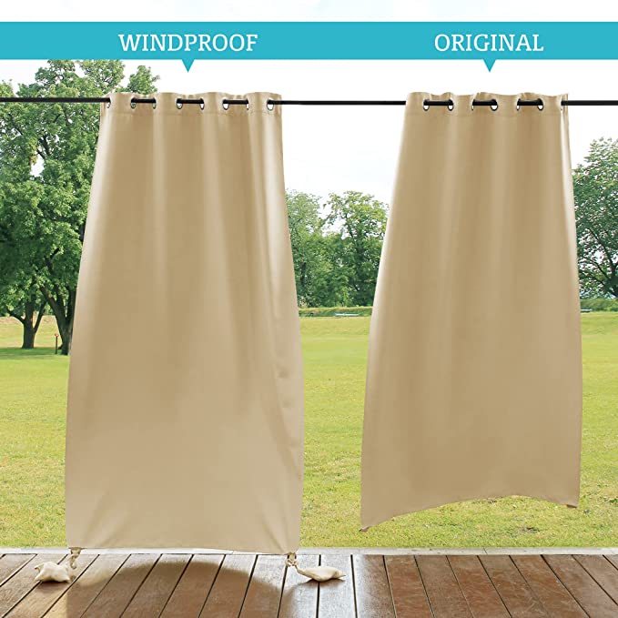 Waterproof Outdoor Curtain with Weight Bags – Blackout Privacy & UV Protection for Patio & Veranda | Sansoti