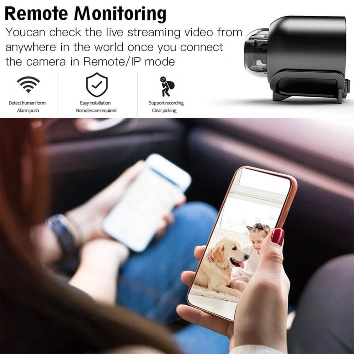 Waterdichte Mini Beveiligingscamera met Nachtzicht WiFi 1080P HD 160° Brede Hoek | Sansoti