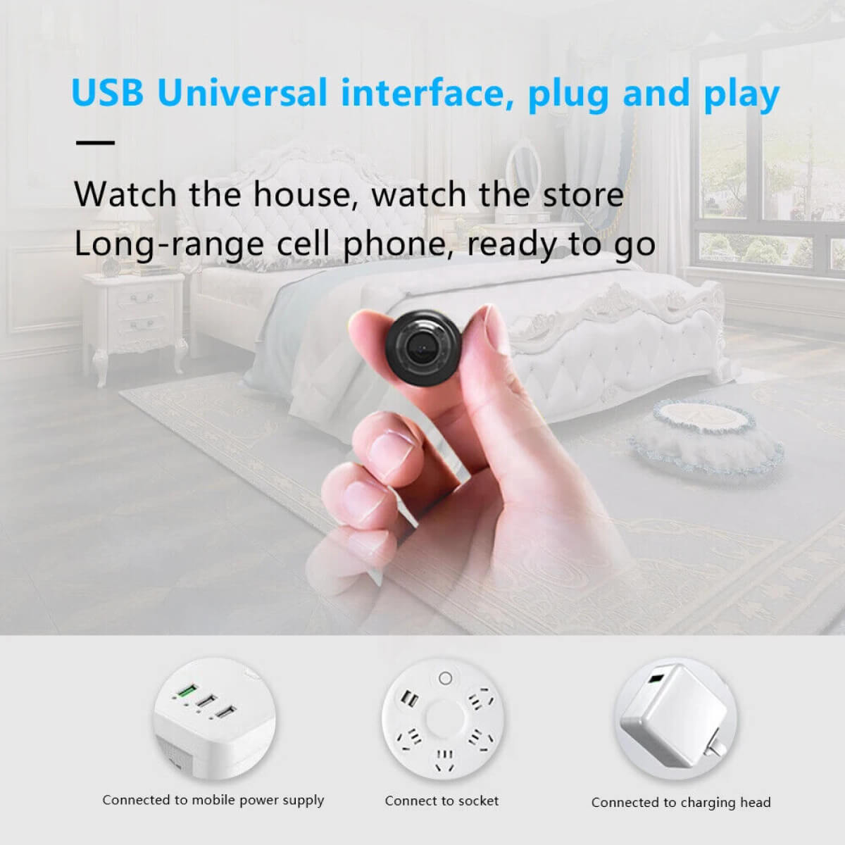 Waterdichte Mini Beveiligingscamera met Nachtzicht WiFi 1080P HD 160° Brede Hoek | Sansoti