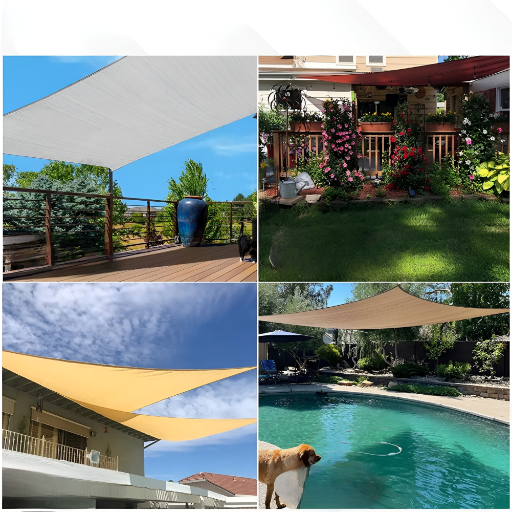 Rechthoekig Zonnezeil Polyester Waterdicht UV-bestendig Tuin Terras Schaduwdoek 98% UV-bescherming Balkondoek | Sansoti