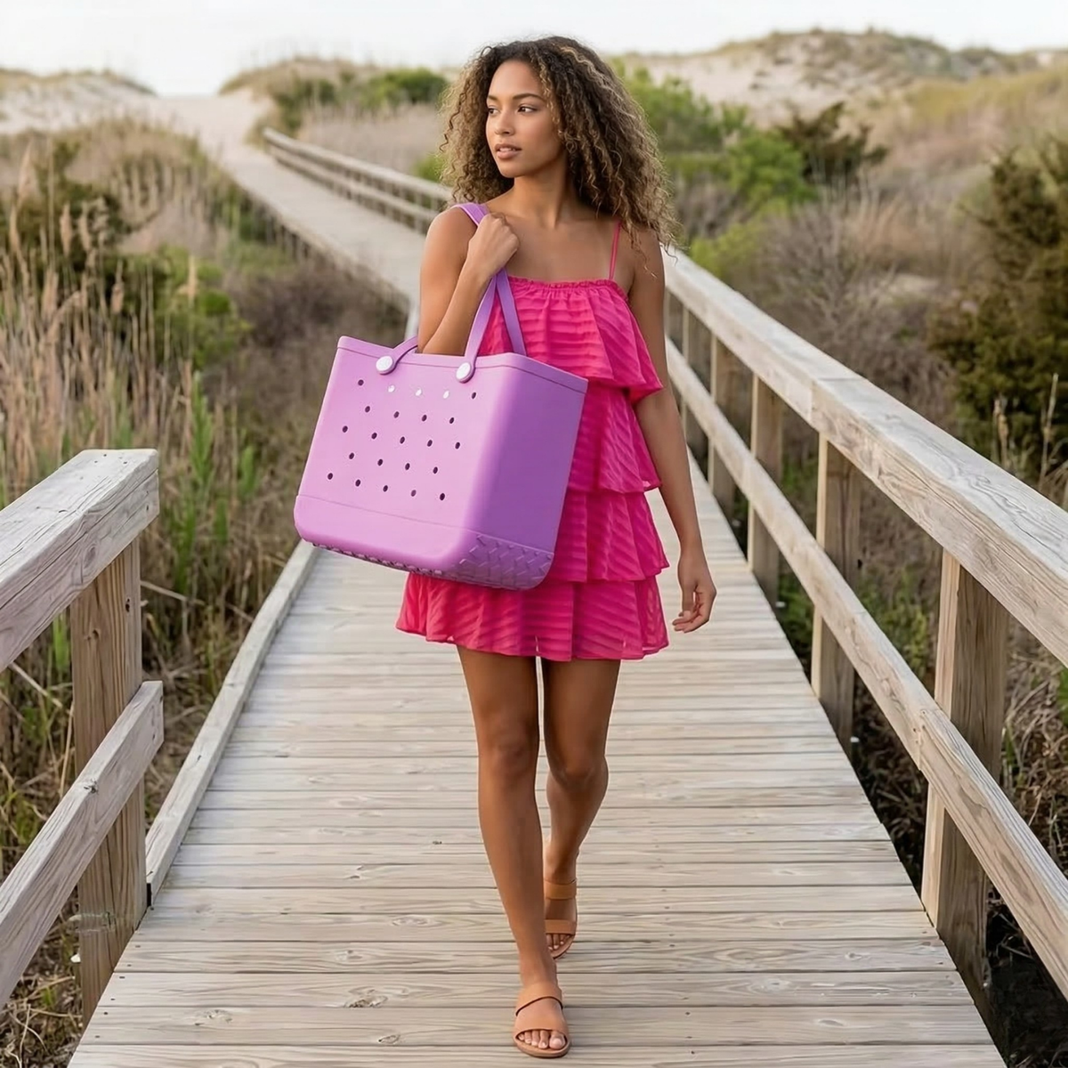 Wasserdichte Strandtas aus EVA mit Belüftung für Damen, Pool- und Reisetasche, geräumiger, leichter Shopper, Aufbewahrungstasche für den Urlaub | Sansoti